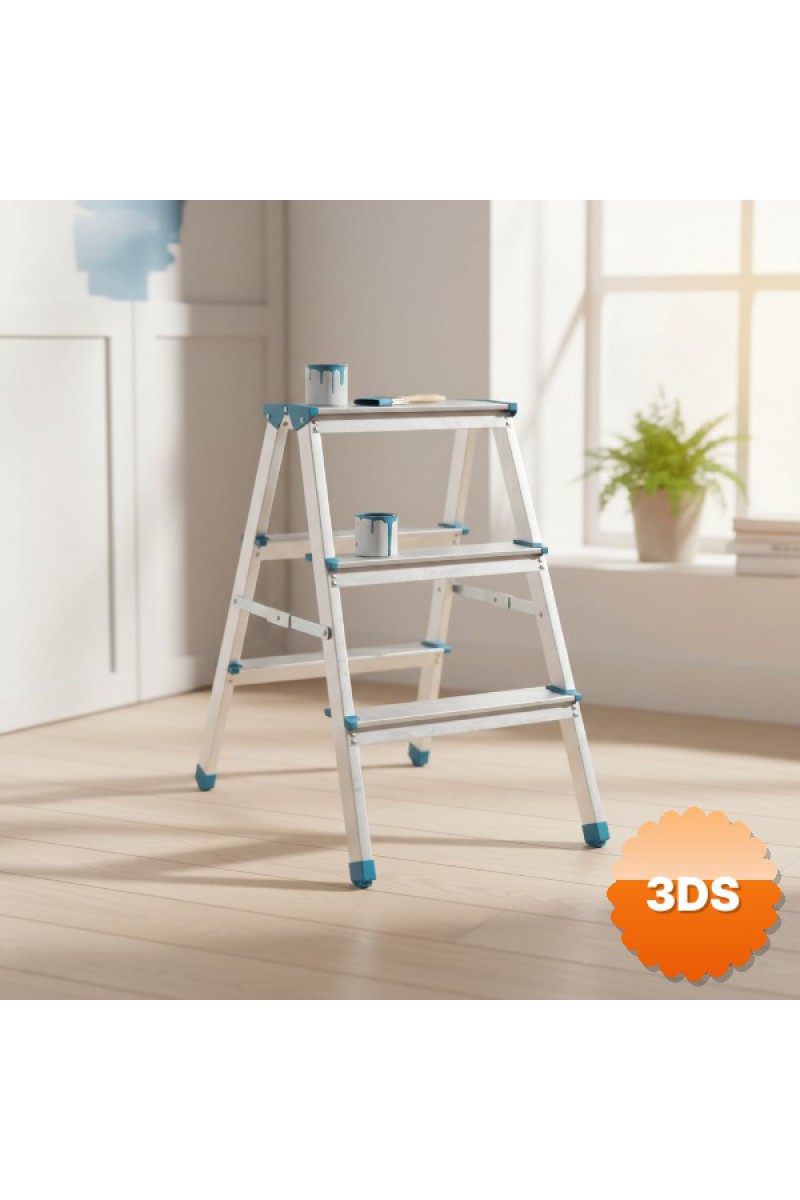 3+3 Çift Basamaklı Alüminyum Metal Merdiven 69 cm