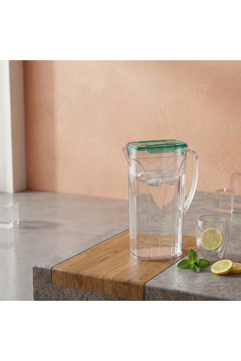 Aqua Şeffaf Sürahi Yeşil Kapaklı 2 Litre BPA İçermez