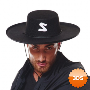 Z Logolu Yetişkin Boy Bağcıklı Zorro Şapkası