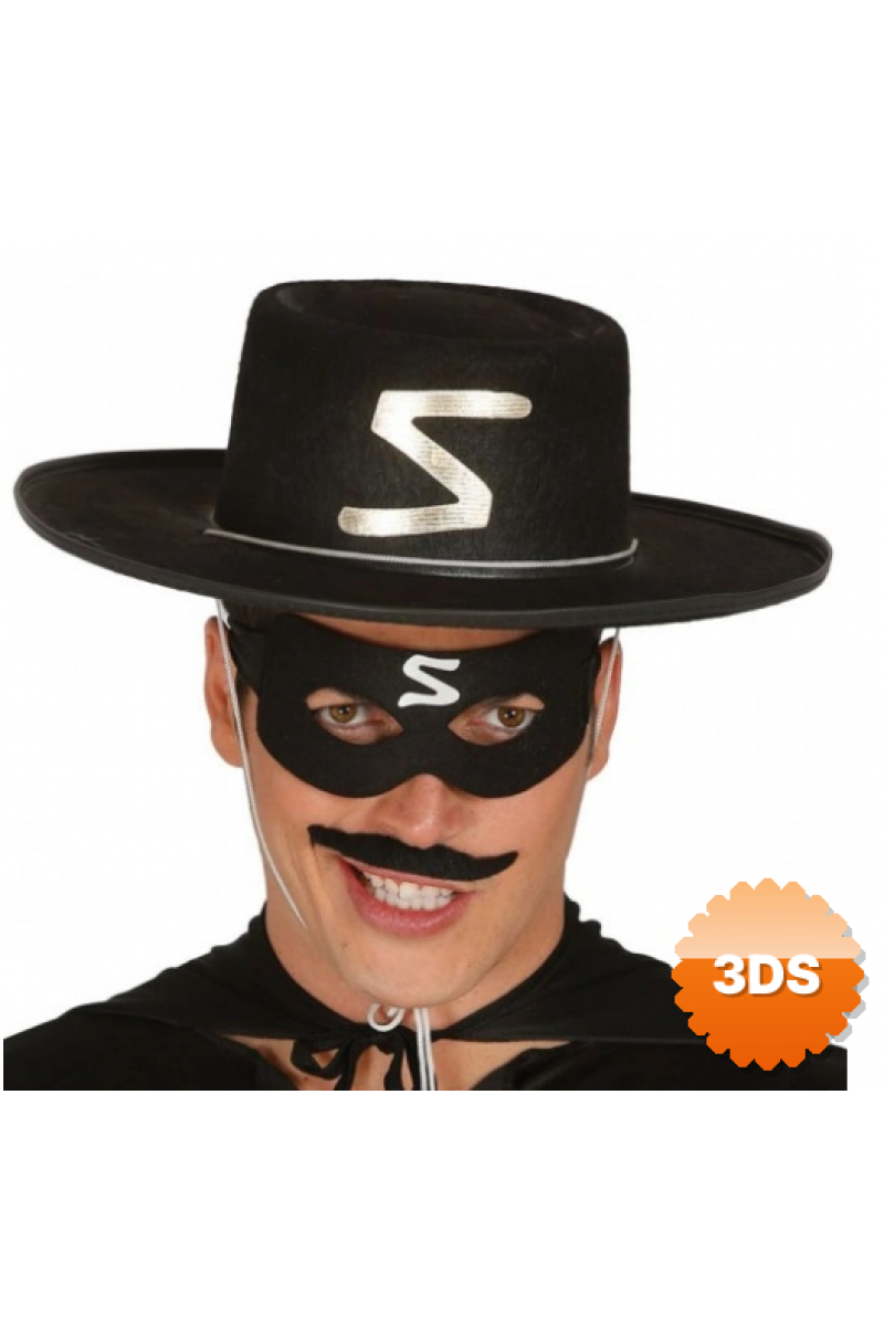 Z Logolu Yetişkin Zorro Şapkası Ve Zorro Maskesi