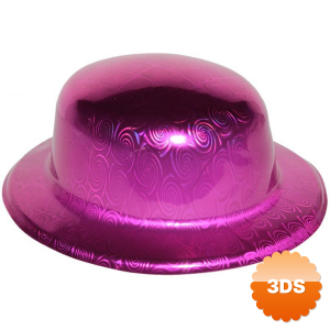 Pembe Renk Hologramlı Plastik Yuvarlak Melon 27x24 Cm