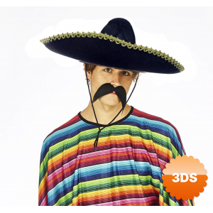 Sombrero Meksika Şapkası Mariachi Altın Şeritli Yetişkin Boy