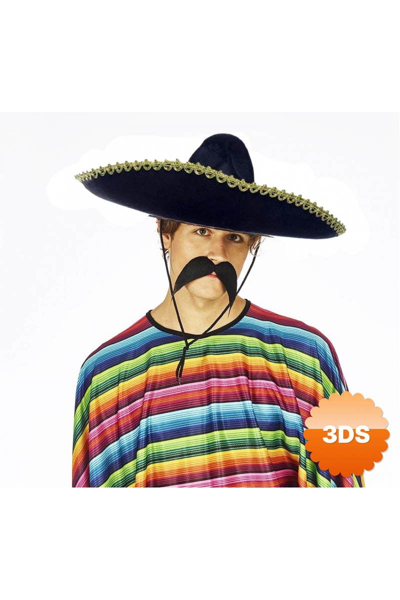 Sombrero Meksika Şapkası Mariachi Altın Şeritli Yetişkin Boy