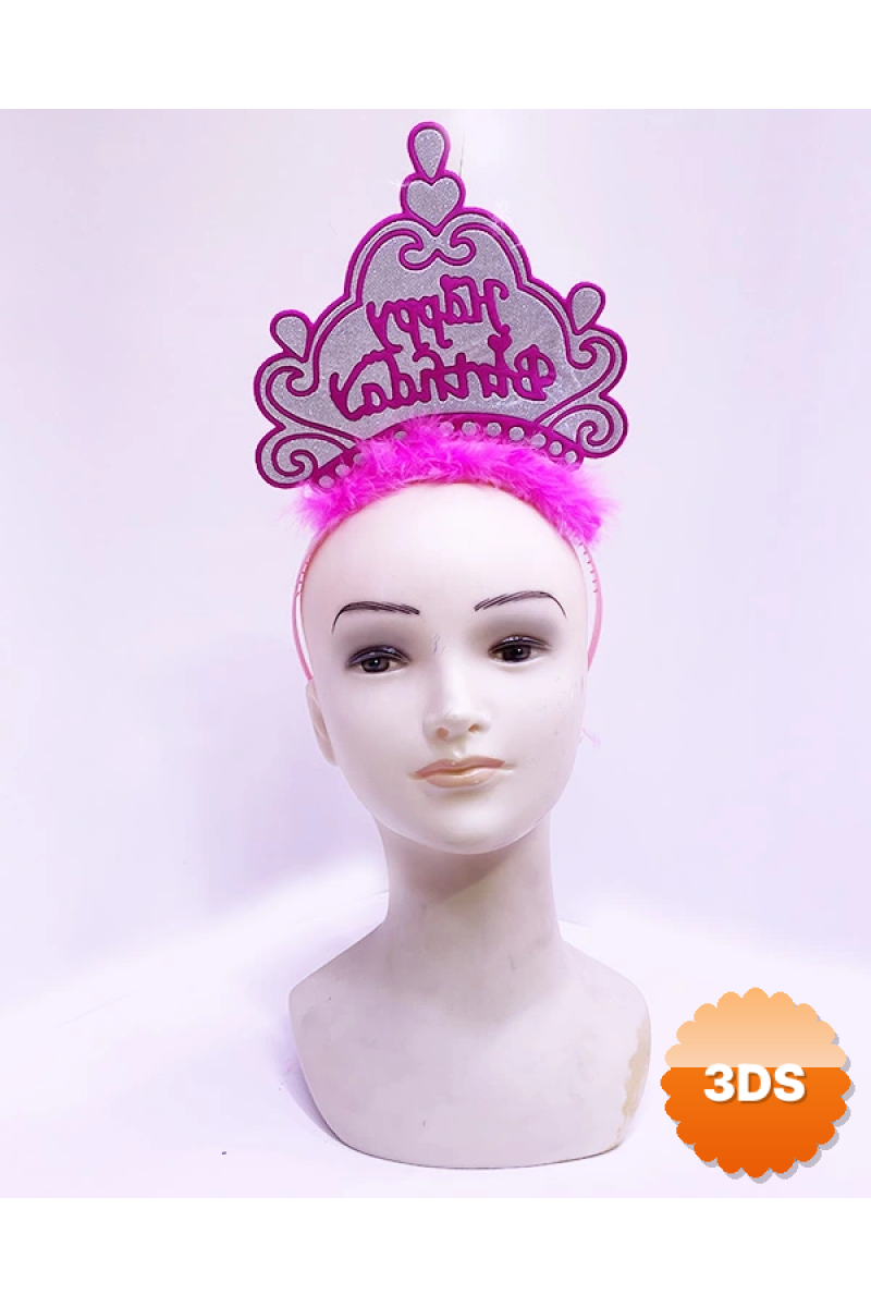 Happy Birthday Neon Pembe Renk Doğum Günü Tacı 24x15 Cm