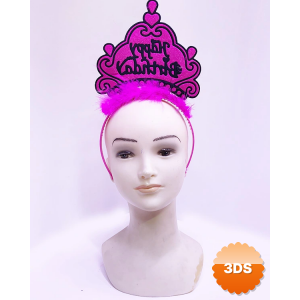 Happy Birthday Neon Fuşya Renk Doğum Günü Tacı 24x15 Cm