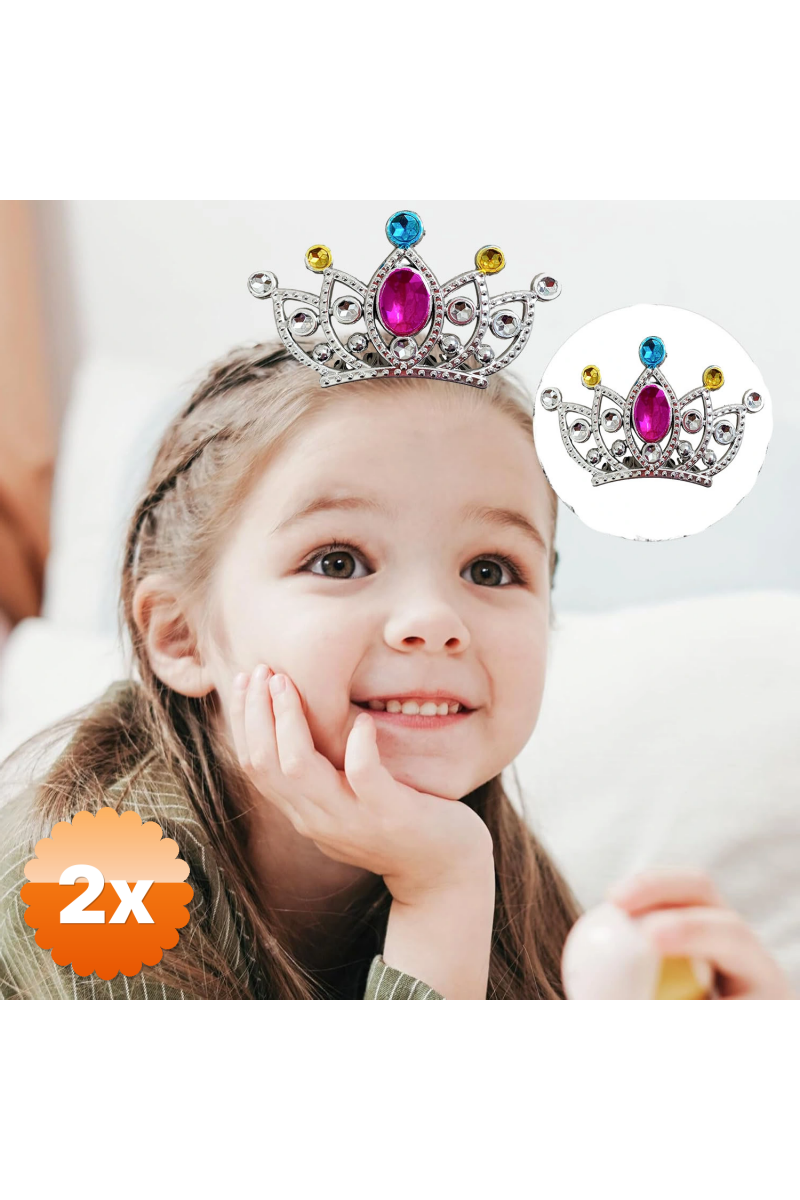Gümüş Renk Taraklı Model Prenses Kraliçe Tacı 2 No 12x7 Cm