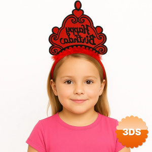 Kırmızı Happy Birthday Prenses Tacı – Doğum Günü Taç Aksesuarı