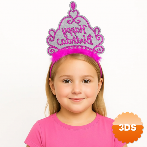 Pembe Happy Birthday Prenses Tacı – Doğum Günü Taç Aksesuarı