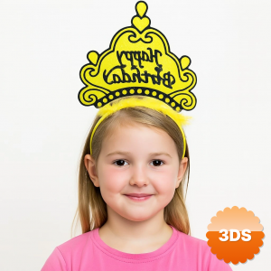 Sarı Happy Birthday Prenses Tacı – Doğum Günü Taç Aksesuarı