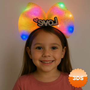 Led Işıklı Love Yazılı Sarı Fiyonk Taç – Kız Çocuk Parti Tacı