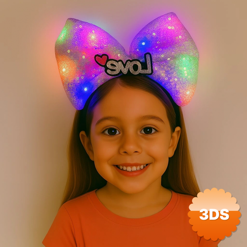 Led Işıklı Love Yazılı Mor Fiyonk Taç – Kız Çocuk Parti Tacı