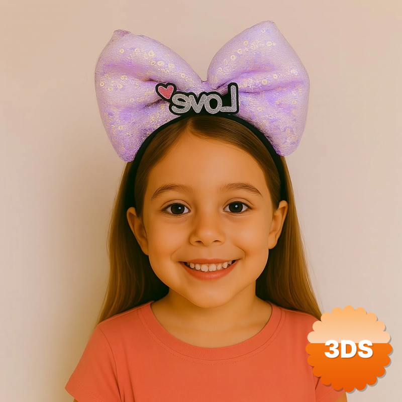 Led Işıklı Love Yazılı Mor Fiyonk Taç – Kız Çocuk Parti Tacı