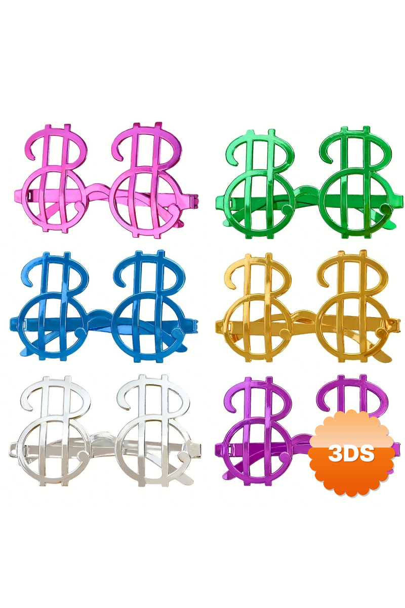 Dolar Şekilli Metalize Parti Gözlüğü 6 Adet