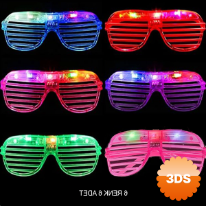 Işıklı Panjur Şeritli Led Parti Gözlüğü 6 Renk 6’lı Set