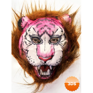Kahverengi Saçlı Pembe Yüz Kurt Maske Kaplan Maske Mega Peluş 26 No