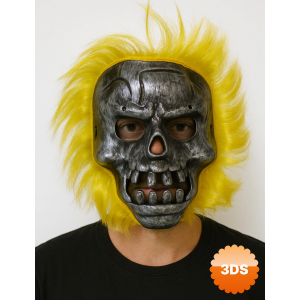 Wild Skull - Metal Kafatası Sarı Saçlı İskelet Maske