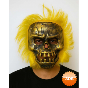Wild Skull - Bakır Kafatası Sarı Saçlı İskelet Maske