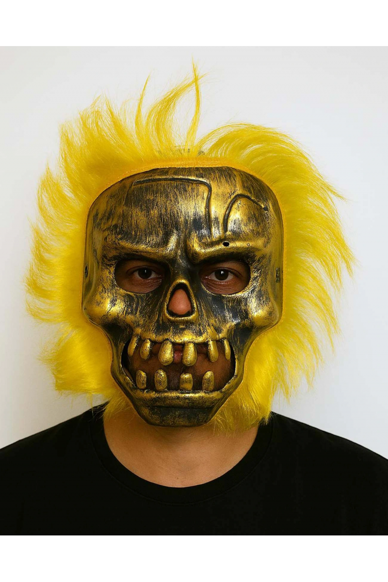 Wild Skull - Bakır Kafatası Sarı Saçlı İskelet Maske