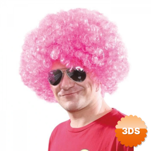 Açık Pembe Renk Kıvırcık Afro Bonus Peruk