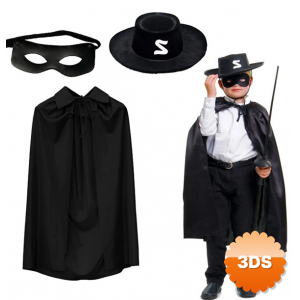 Zorro Pelerini Şapkası Ve Maske Seti Çocuk Boy