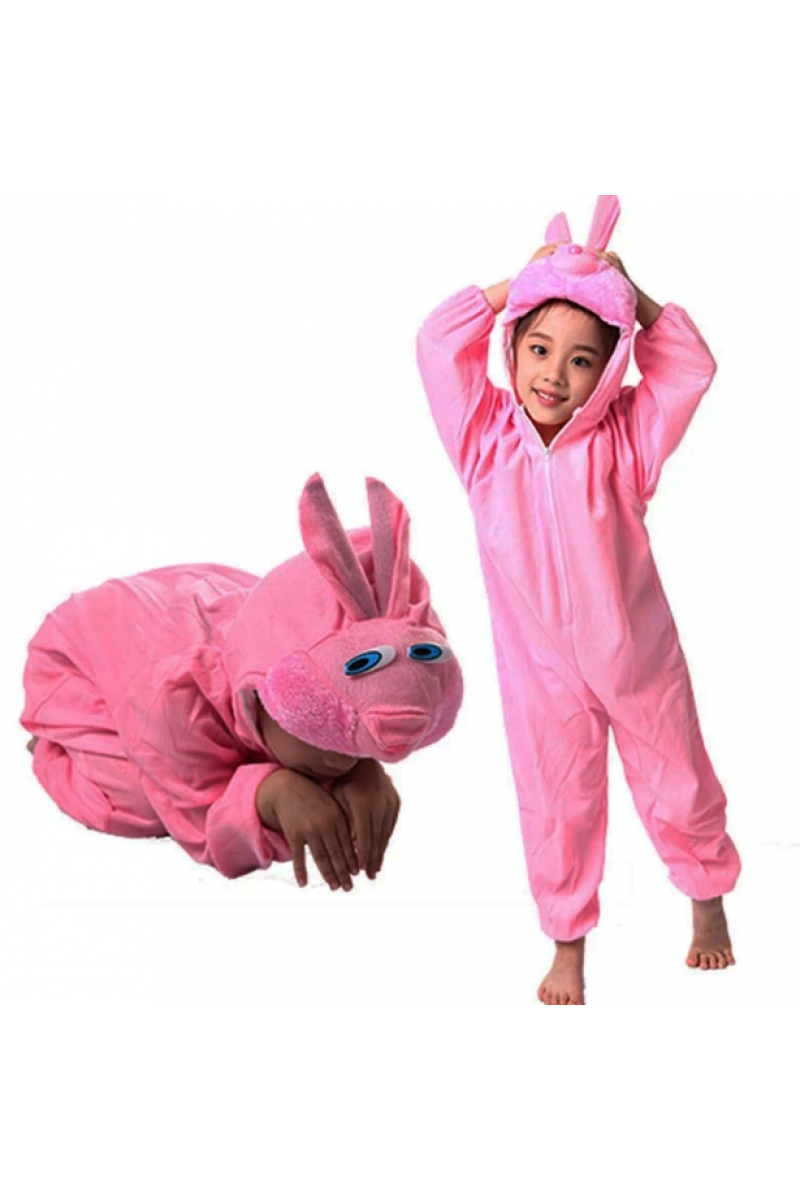 Çocuk Tavşan Kostümü Pembe Renk 4 - 5 Yaş 100 Cm