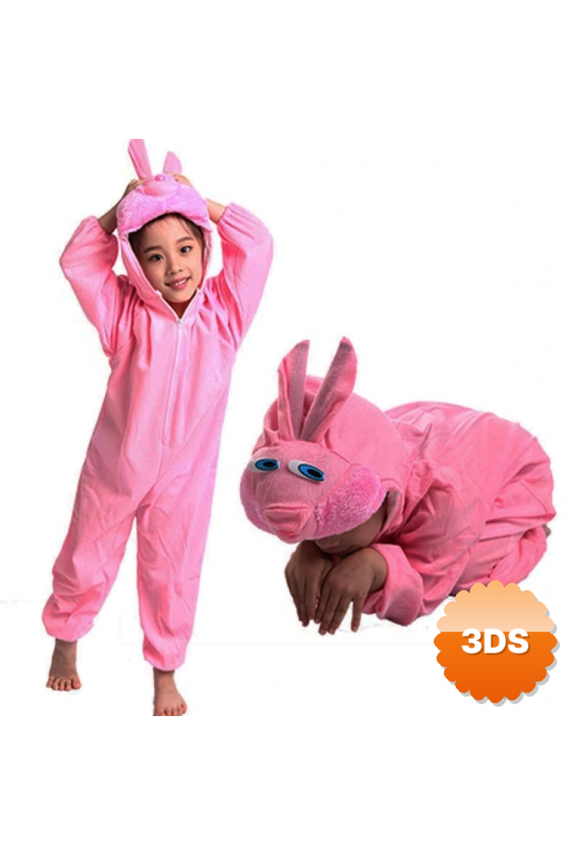 Çocuk Tavşan Kostümü Pembe Renk 6 - 7 Yaş 120 Cm