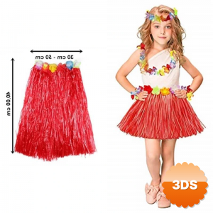 Hawaii Hula Eteği Kırmızı Renk 40 Cm