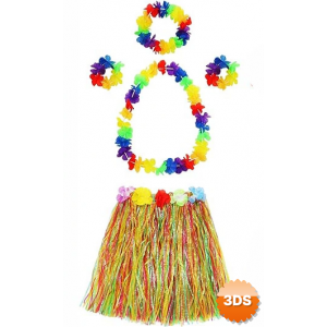 Renkli Hawaii Etek 40 Cm Ve 4’lü Hawaii Seti