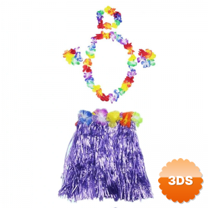 Luau Aloha Mor Hawaii Etek 40 Cm Ve 4’lü Hawaii Seti