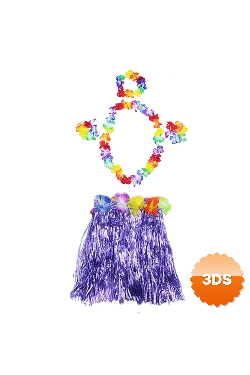 Luau Aloha Mor Hawaii Etek 40 Cm Ve 4’lü Hawaii Seti