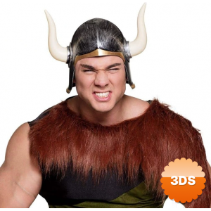 Mega Boynuzlu Viking Ivar Kaskı Eskitilmiş Desen Gümüş Renk