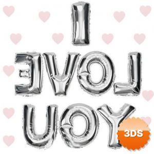 I Love You Folyo Balon Gümüş Renk 35 Cm