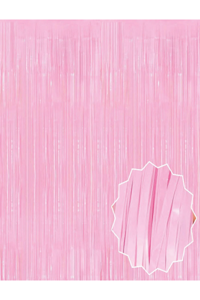 Soft Pembe Püsküllü Kapı Perdesi - Parti, Baby Shower, Cinsiyet Partisi 1x2 M
