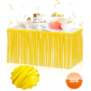 Kendinden Yapışkanlı Makaron Sarı Püsküllü Masa Eteği – 75 X 275 Cm Parti Süslemesi