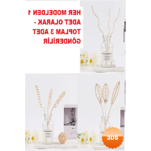 3 Tek Adet 3 Model Aromaterapi Koku Dağıtıcı Rattan Şişe Ahşap Difüzör Çubuk (spiral - yaprak - dalgalı)