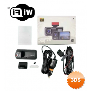 Araç Kamerası - 3 Kameralı Wifi Ön , İç Ve Arka Full Hd Dvr Araç İçi Ekranlı Kamera