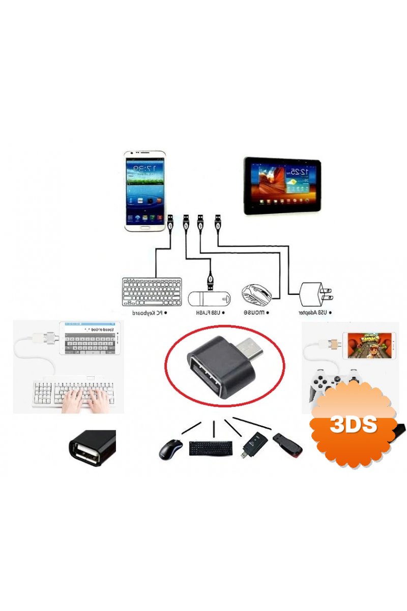 Usb To Micro Usb Ye Dönüştürücü - Klavye Mouse Joystick Telefona Bağlama