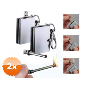2 Adet Benzinli Kibrit Çakmak Magnezyum Çubuklu Anahtarlıklı Benzinli Metal Kibrit Gümüş
