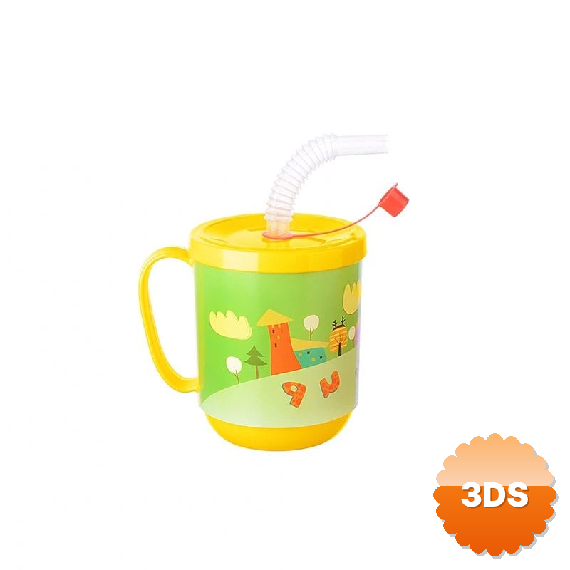 Funny Pipetli Çocuk Içecek Bardağı Desenli Bardak 350ml