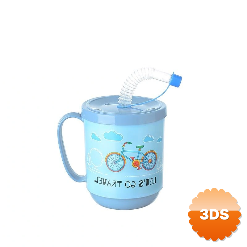 Funny Pipetli Çocuk Içecek Bardağı Desenli Bardak 350ml