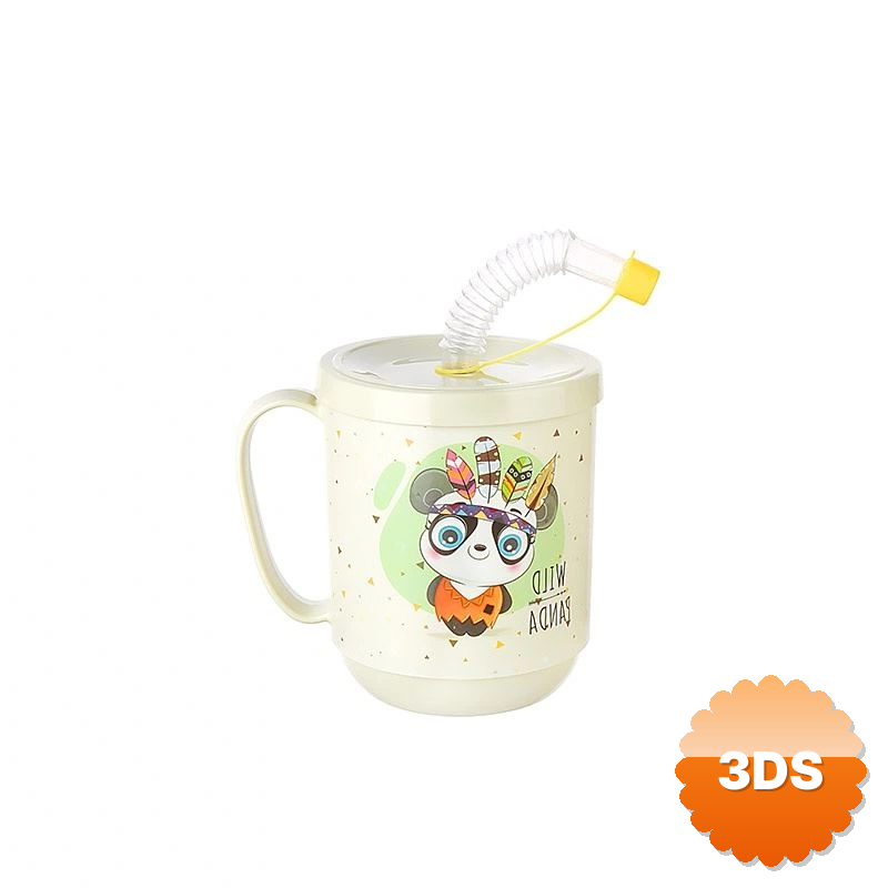 Funny Pipetli Çocuk Içecek Bardağı Desenli Bardak 350ml