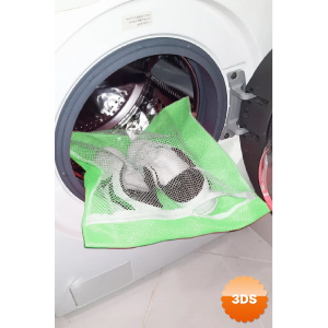 Yeşil - Fermuarlı - Hassas Çamaşır Terlik Ayakkabı Yıkama Filesi Büyük Boy