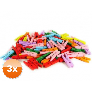 3 Paket Renkli Mini Ahşap Mandal