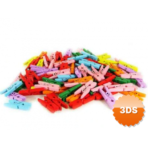 Renkli Mini Ahşap Mandal (100 Adet)