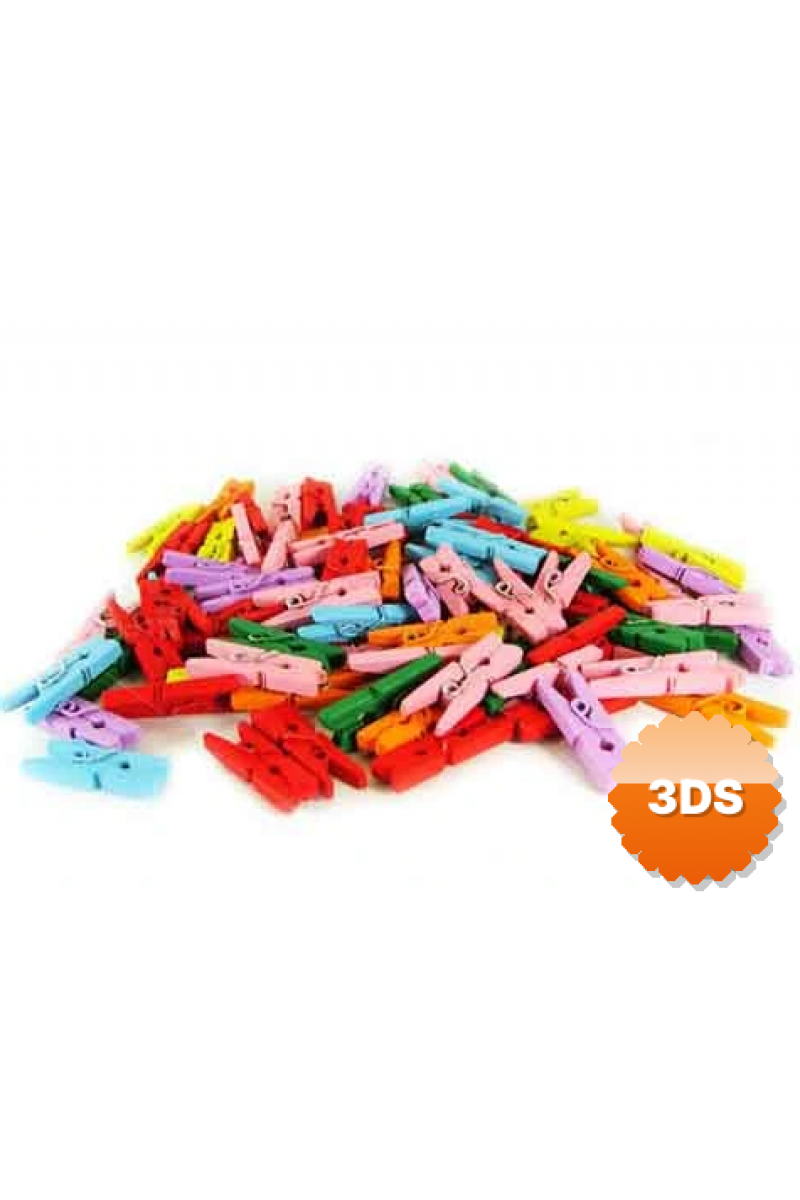 Renkli Mini Ahşap Mandal (100 Adet)