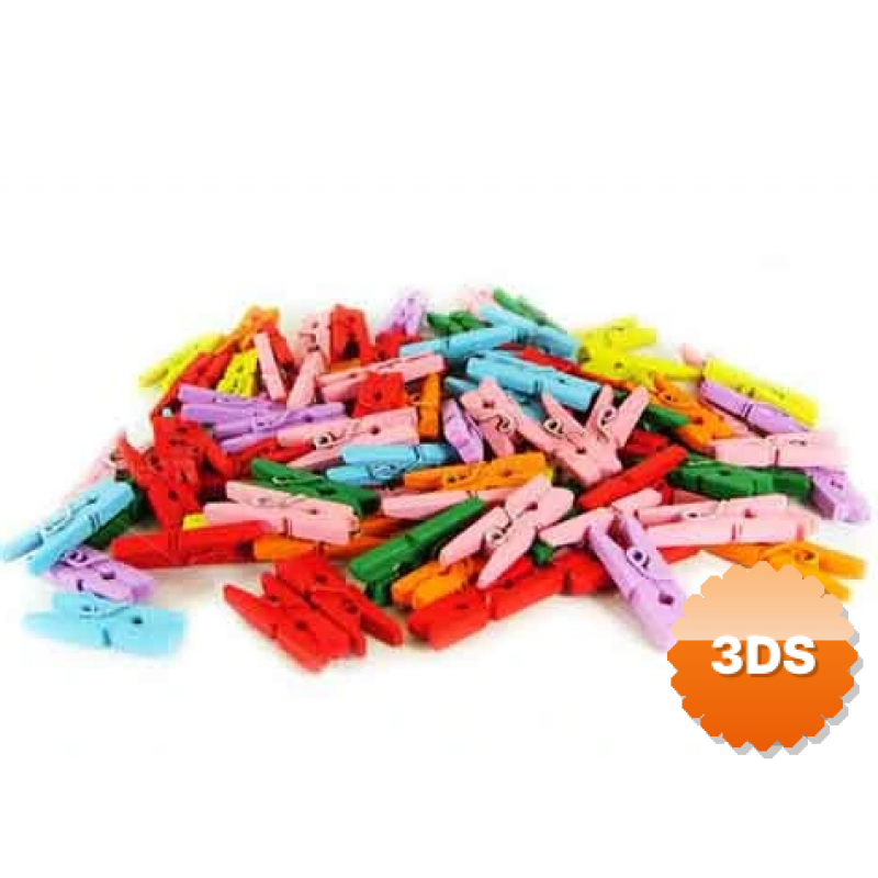Renkli Mini Ahşap Mandal (100 Adet)