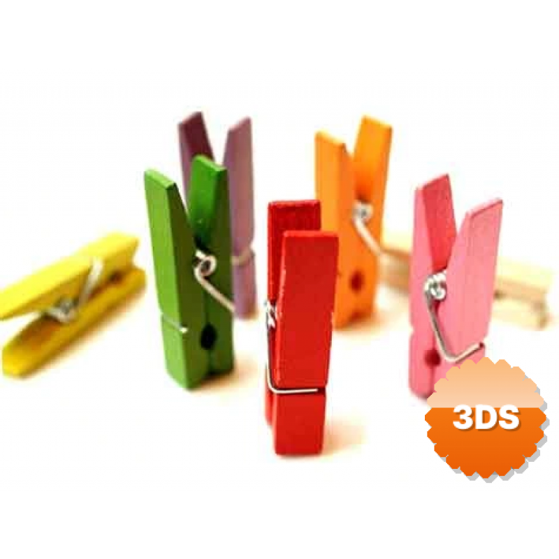 Renkli Mini Ahşap Mandal (100 Adet)
