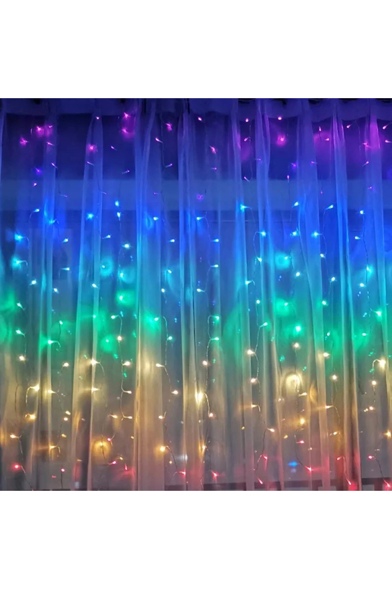 Perde Led 240 Ledli 8 Fonksiyonlu Dekor Lambası Rgb