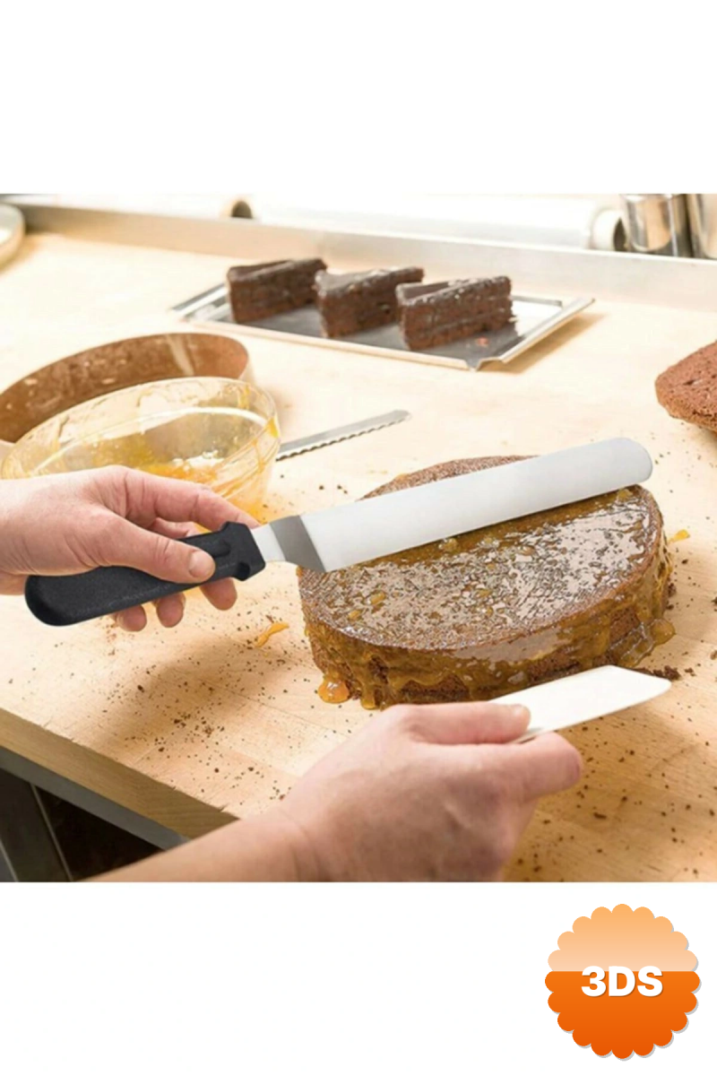 Eğik Pasta Sıvama Spatulası Metal 33 Cm