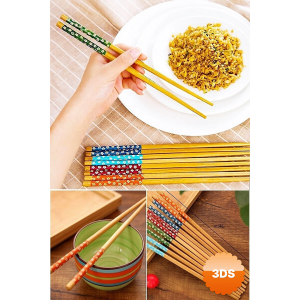 Bambu Chopstick Çubuk Yemek Çubuğu Yıkanabilir Tekrar Kullanılabilir (10 Çift - 20 Adet )